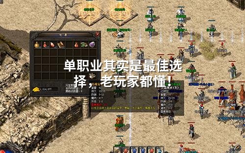 单职业其实是蕞佳选择,老玩家都懂!