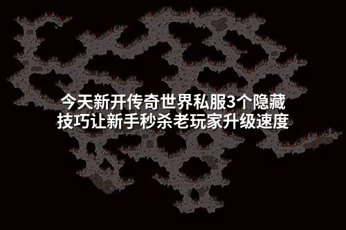 今天新开传奇世界私服3个隐藏技巧让新手秒杀老玩家升级速度