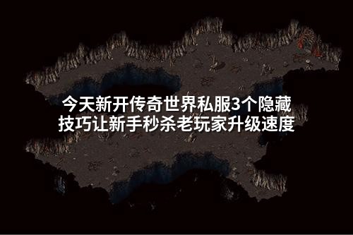 今天新开传奇世界私服3个隐藏技巧让新手秒杀老玩家升级速度